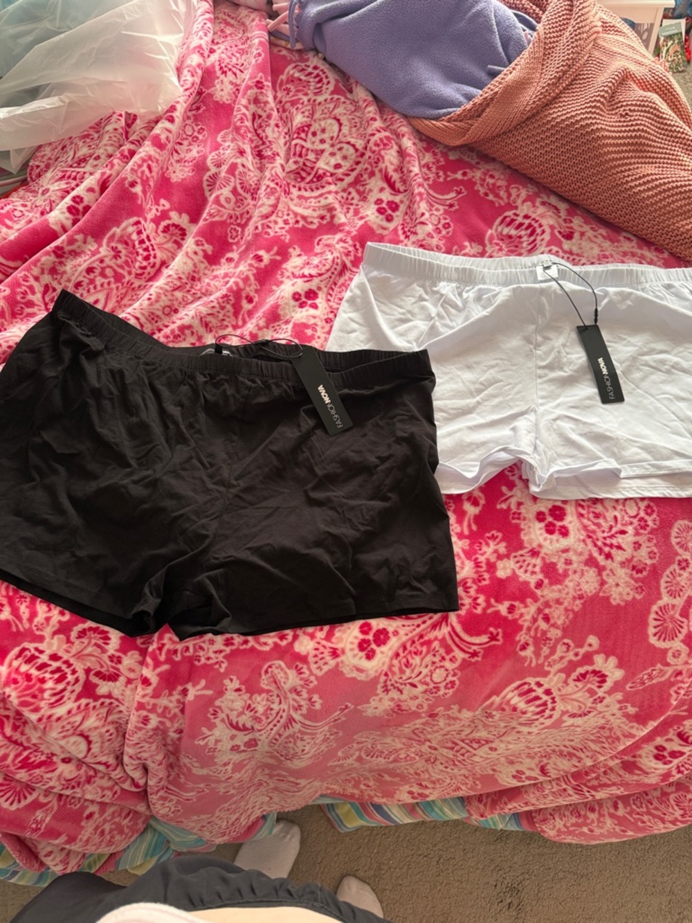 NWT Fashion Nova Pack of 2 Basic Lounge Shorts - Black & White